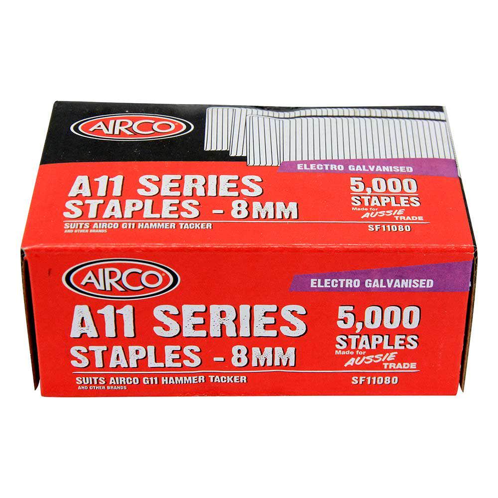 AIRCO A11 Series Staples Electro Galvanised - 8mm Box of 5000 SF11080