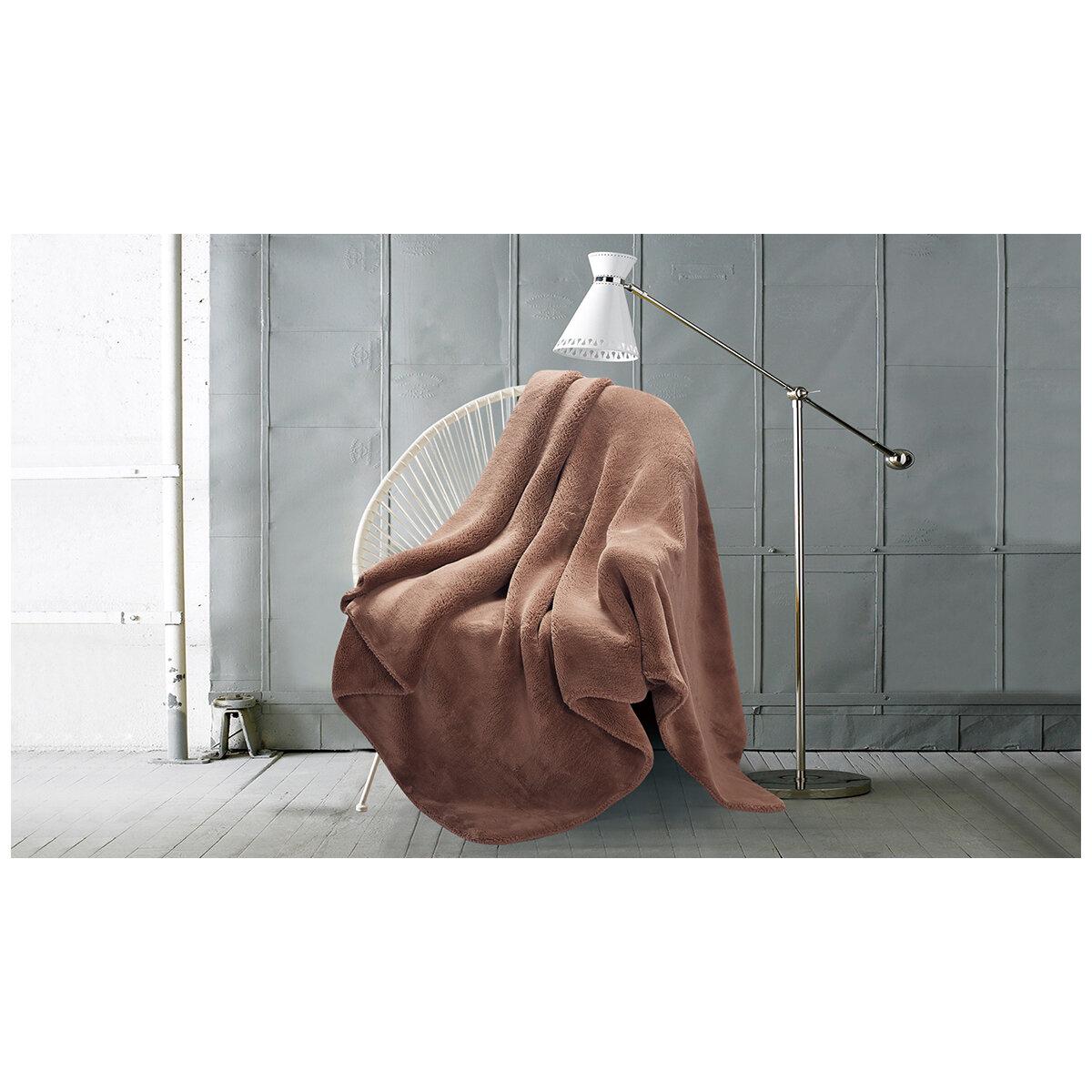 Amari Luxury Velvet Throw 152cm x 177cm Light Brown