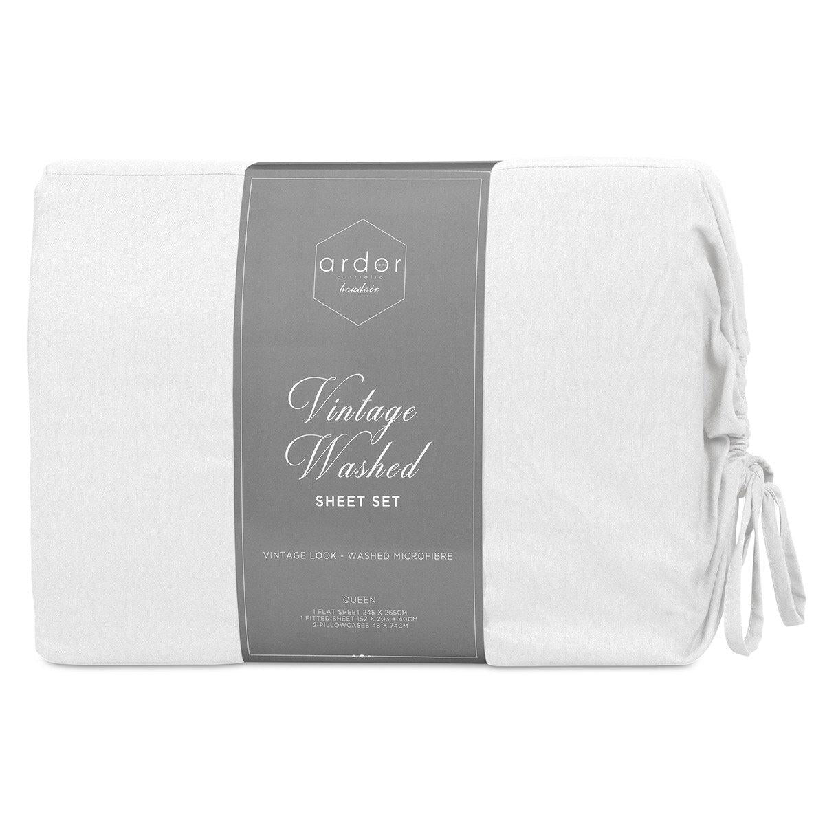 Ardor Boudoir Vintage Washed Sheet Set 4 Piece Queen Navy