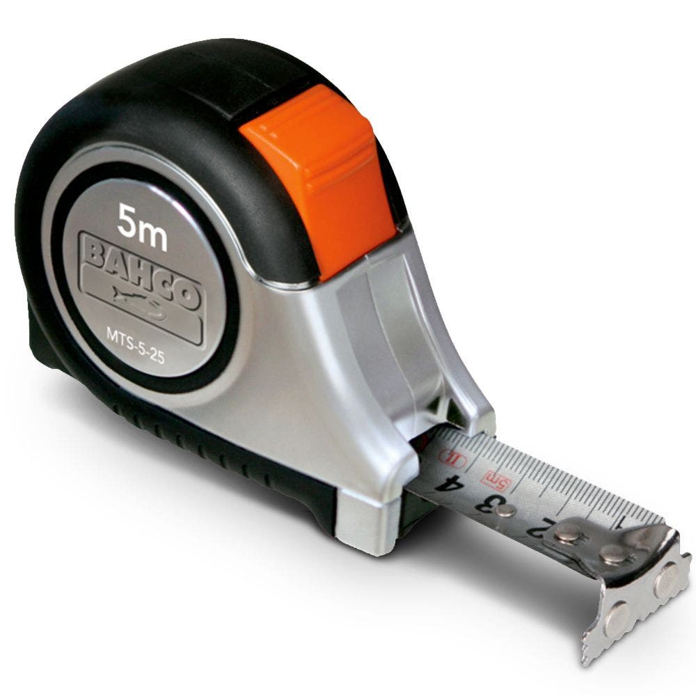 BAHCO TAPE MEASURE, 5M, METRIC, AUTOM. LOCKING, MAGN. TIP MTS525
