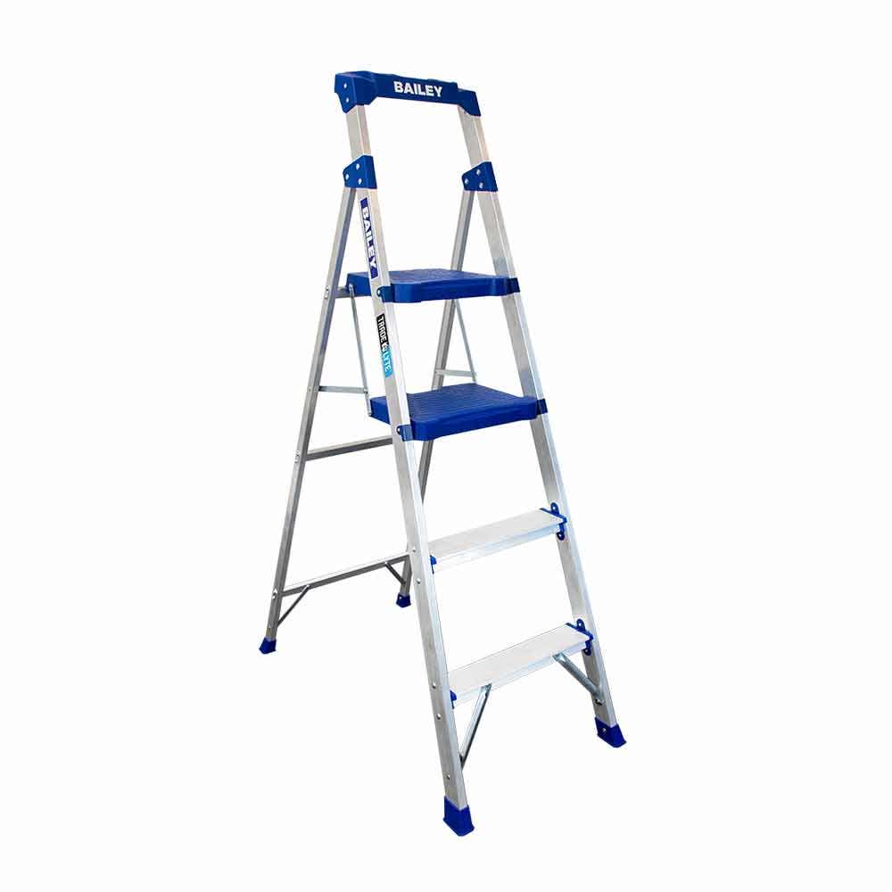BAILEY 4 Step 135kg Aluminium Industrial Twin Platform Ladder FS14041