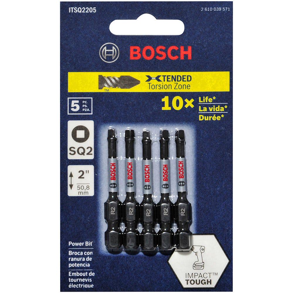 BOSCH R2 x 50mm Robertson Square Power Screwdriver Bit - IMPACT TOUGH - 5 Piece