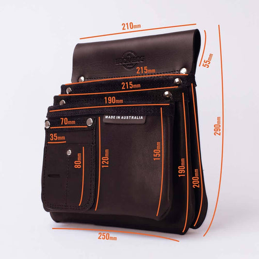BUCKAROO Leather 3 Pocket Nailbag - Black NBS3B