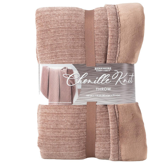 Berkshire Chenille Knit Throw 152 x 178cm Pine Bark