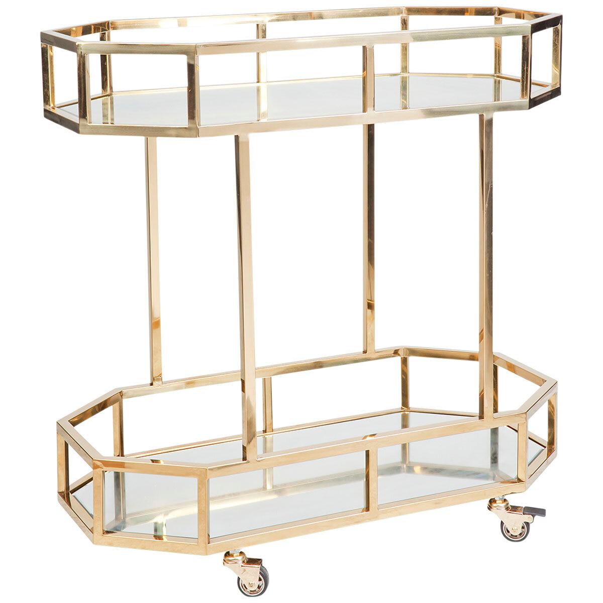 CAFE LIGHTING and LIVING Brooklyn Mirrored Bar Cart Gold
