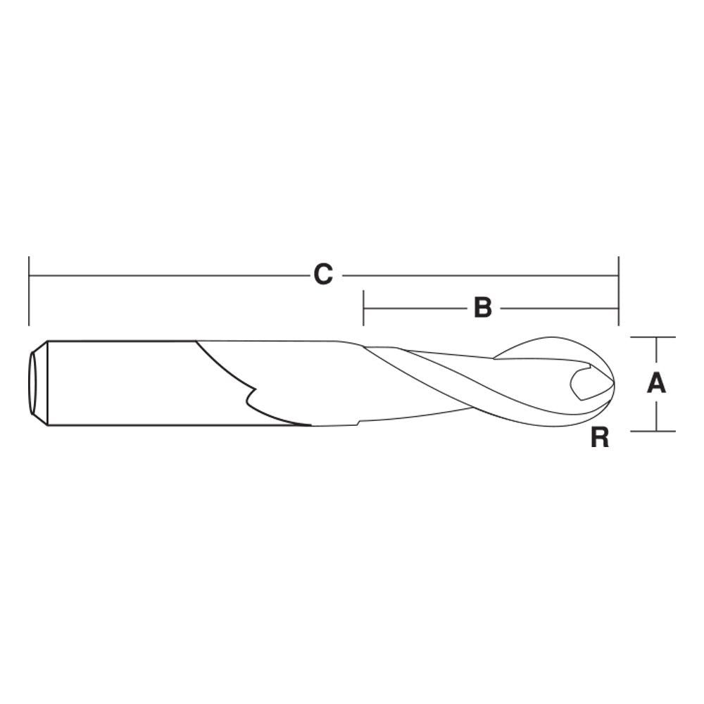 CARBITOOL 3 8inch TC Straight Up-Cut Bullnose Spiral Router Bit for Wood - 3 8inch Shank TSRWB 12 3 8