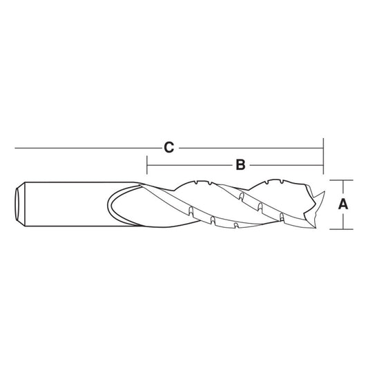 CARBITOOL 3 8inch TC Straight Up-Cut Chipbreaker Spiral Router Bit for Wood - 3 8inch Shank TSRCB 12 3 8