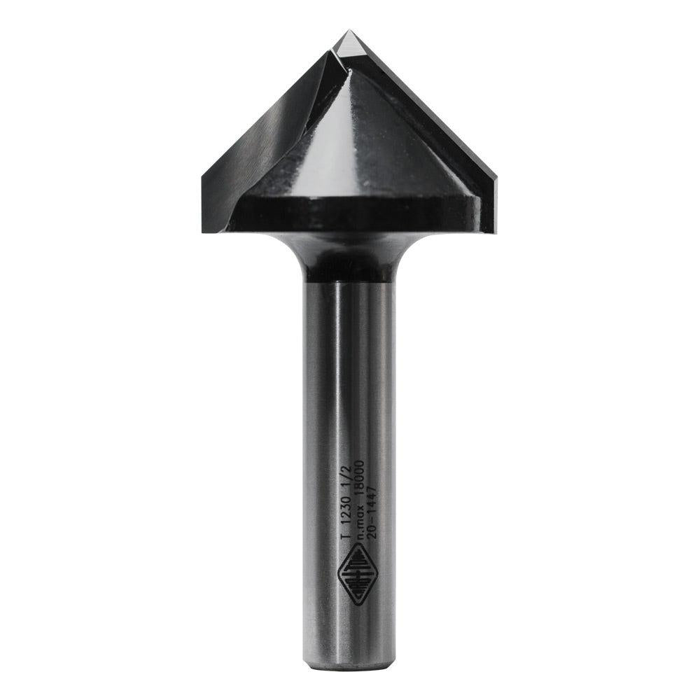CARBITOOL Router Bit TCT 90-Degree V-Groove 40mm-Diameter 1 2inch -Shank T 1230 1 2