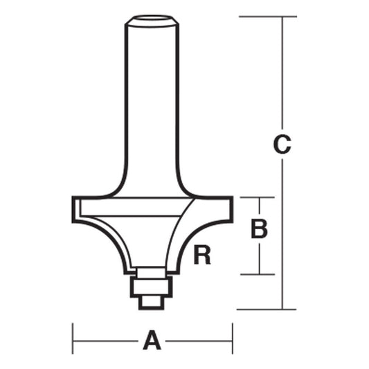 CARBITOOL Router Bit TCT Beading w.Bearing 1 4inch -Radius 1 2inch -Shank T 608 B 1 2