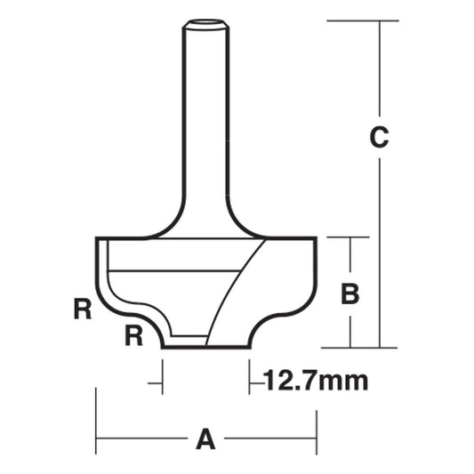 CARBITOOL Router Bit TCT Ogee Wide Flat Bottom 1 4inch -Radius 1 2inch -Flat 1 2inch -Shank TW 7509 1 2