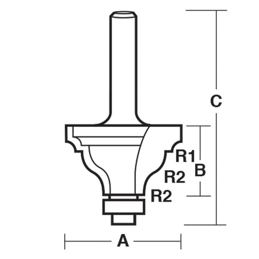 CARBITOOL Router Bit TCT Beading Ogee w.Bearing 3 16inch and 1 2inch -Radius 1 2inch -Shank TBO 50 B 1 2