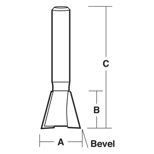 CARBITOOL Router Bit TCT Dovetail 19 32inch -Diameter 1 4inch -Shank T 1019
