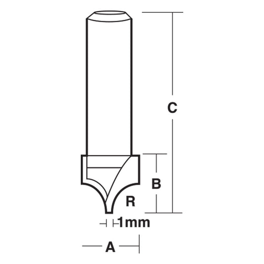 CARBITOOL Router Bit TCT Fine Point Beading Bit 1 8inch -Radius 1 4inch -Shank TBF 4