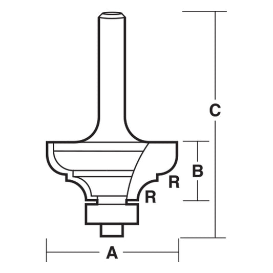CARBITOOL Router Bit TCT Provincial w.Bearing 3 16inch -Radius 1 2inch -Shank TCR 12 B 1 2