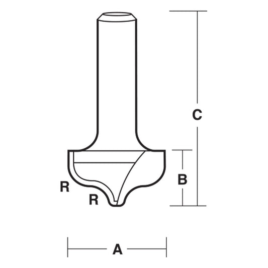 CARBITOOL Router Bit TCT Ogee Bit Round Bottom 3 16inch -Radius 1 4inch -Shank TR 7506