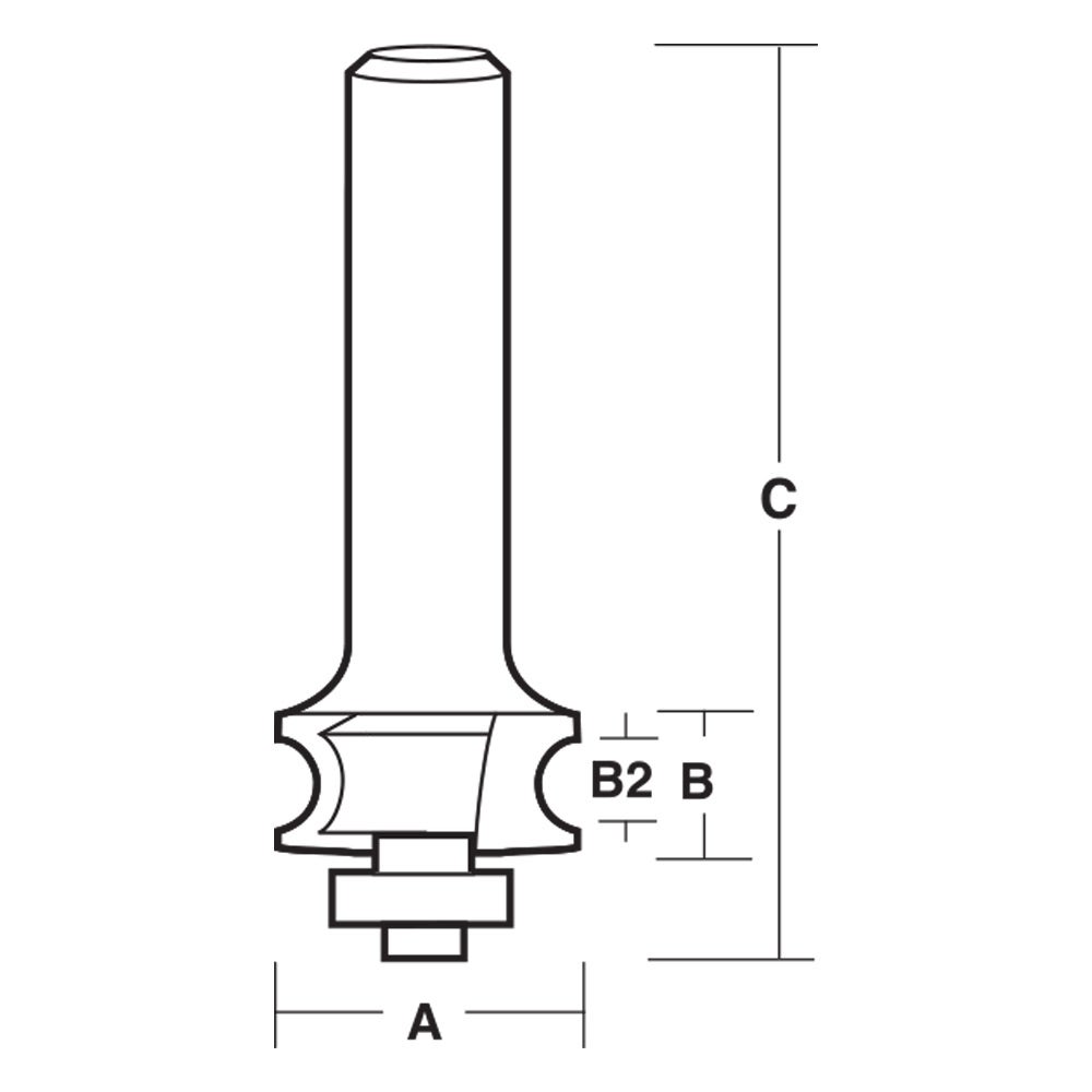 CARBITOOL Router Bit TCT Single Reed w.Bearing 5.5mm-Bead 1 2inch -Shank TRS 3 B 1 2