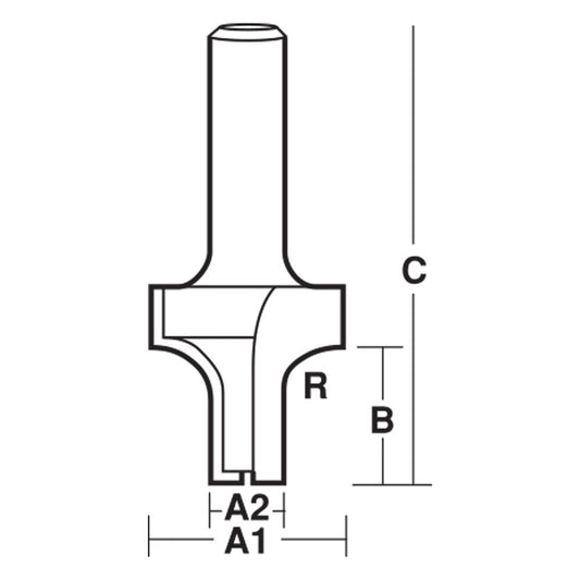 CARBITOOL Router Bit TCT Extended Rounding Over 3 8inch -Radius 1 2inch -Shank TX 512 1 2