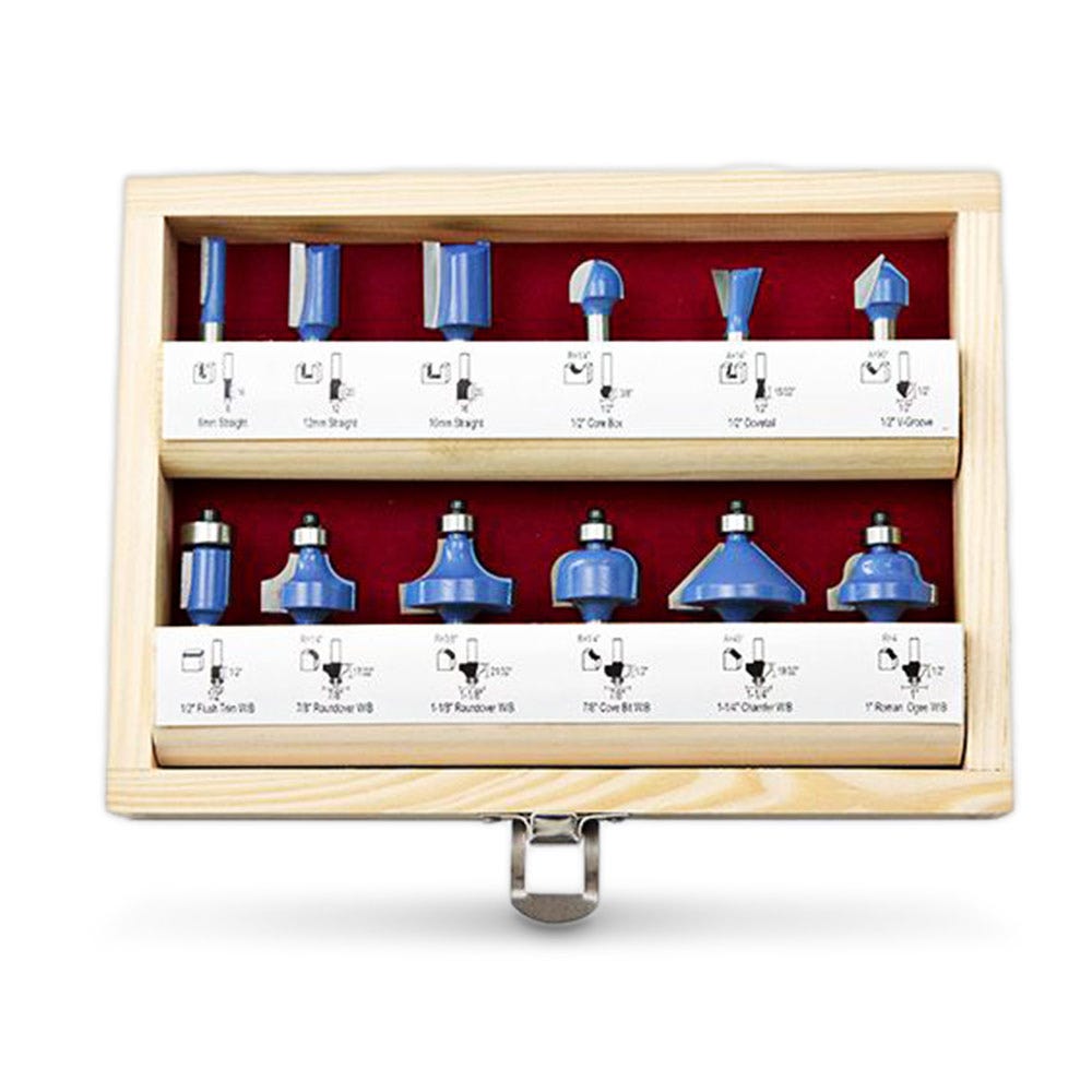 Carbitool TCT Router Bit Set - 1 4inch Shank - 12 Piece TBUD-12