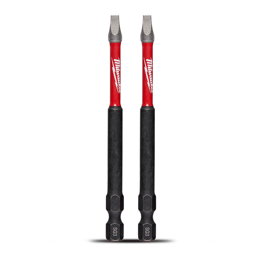 MILWAUKEE SHOCKWAVE Power 89mm (3-1/2") Square Recess #3 Screwdriver Bit - 2 Piece 48324673