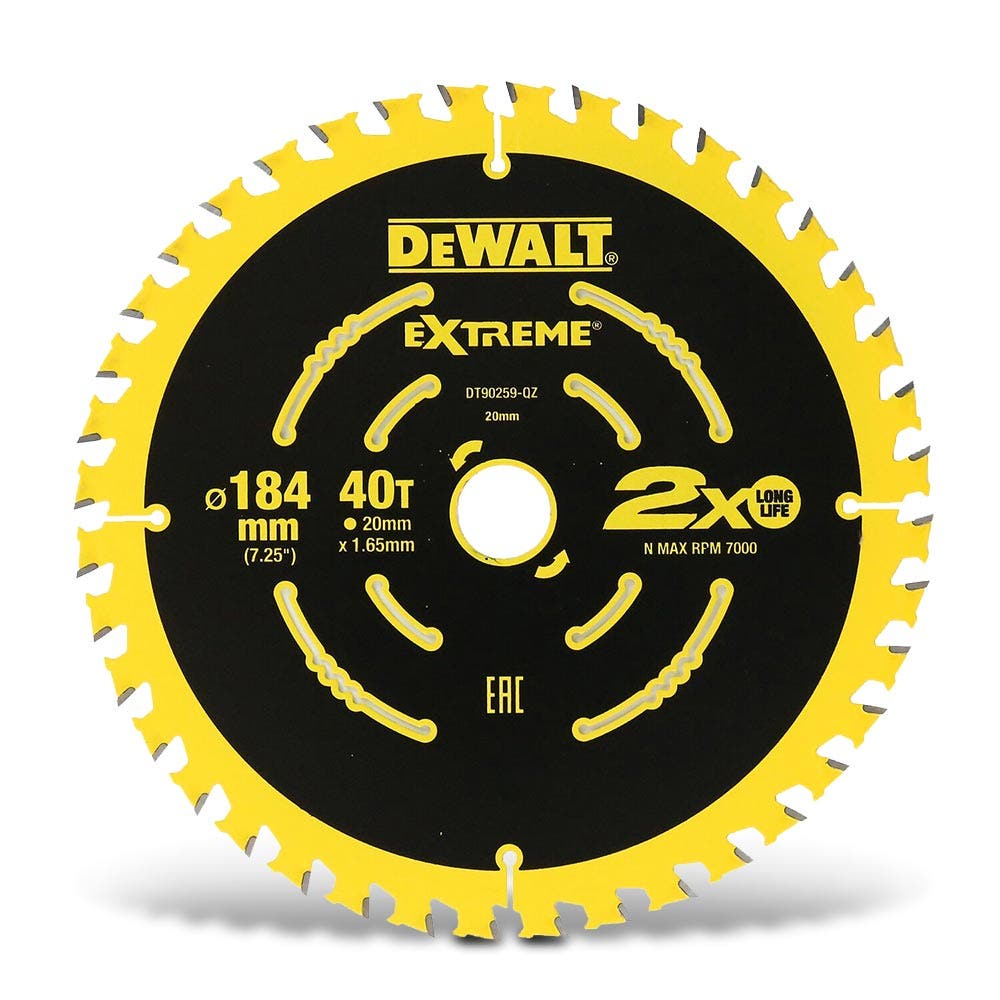 DEWALT 184 x 20mm 40T TCT EXTREME Circular Saw Blade for Wood Cutting DT90259-QZ
