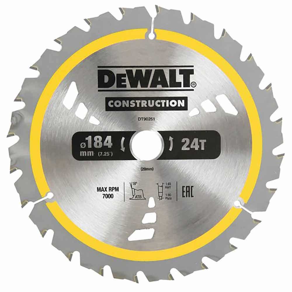 DEWALT 184mm x 16mm Construction Circular Saw Blade DT90251-QZ