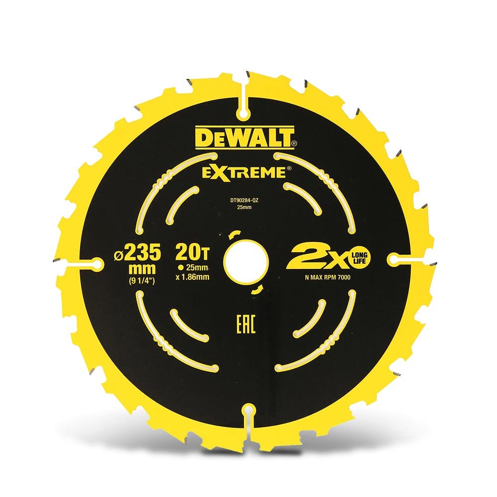DEWALT 235 x 25mm 20T TCT EXTREME Circular Saw Blade for Wood Cutting DT90284-QZ