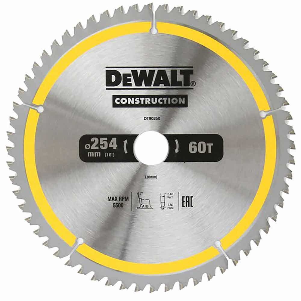DEWALT 254mm x 60T Construction Circular Saw Blade DT90249-QZ