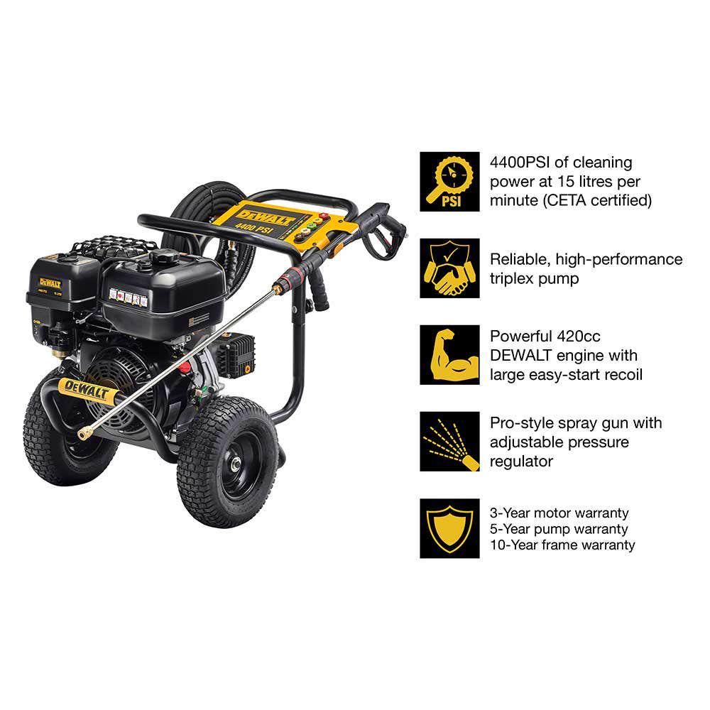 DEWALT 4400PSI 15.0LPM Petrol Pressure Washer DXPW4415