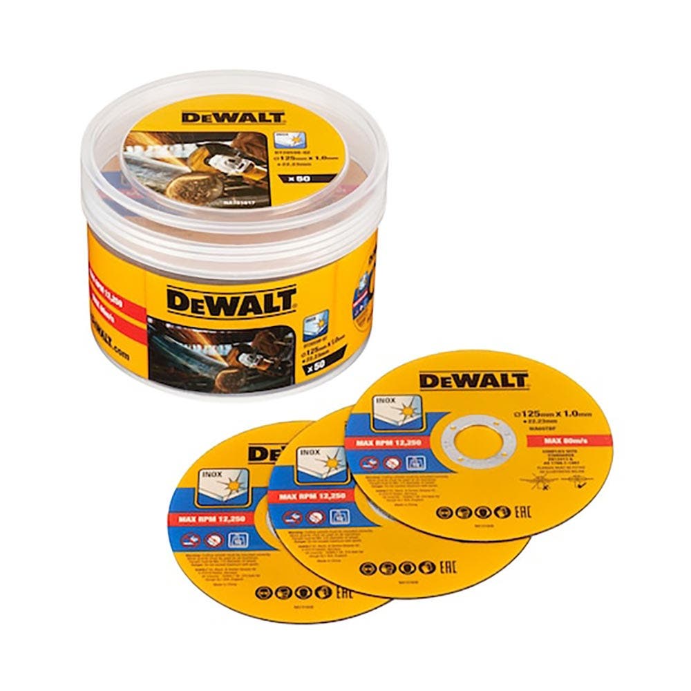 DEWALT 50 Piece 125x1.0mm Bonded Cut Off Disc Tub DT20598-QZ