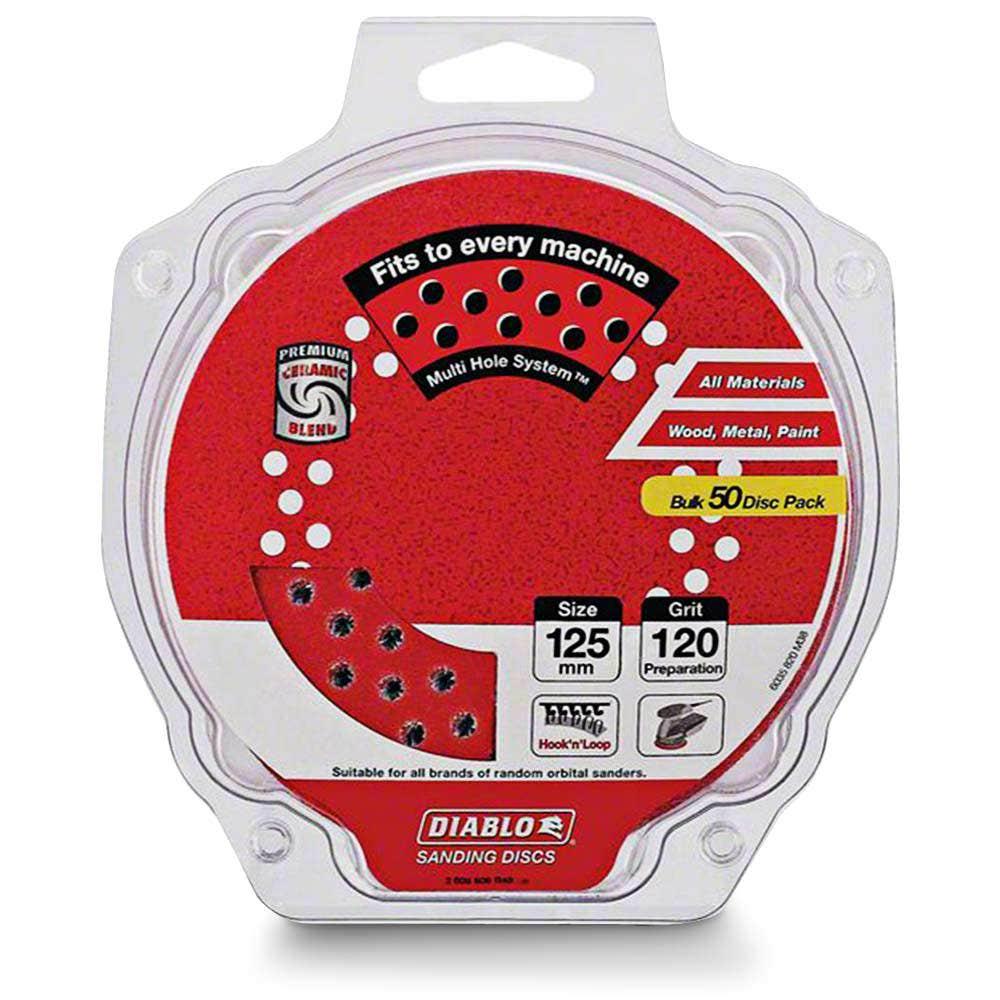DIABLO 125mm 120-Grit Multi-Hole Hook and Loop Sanding Disc - 50 Piece 2608608R48