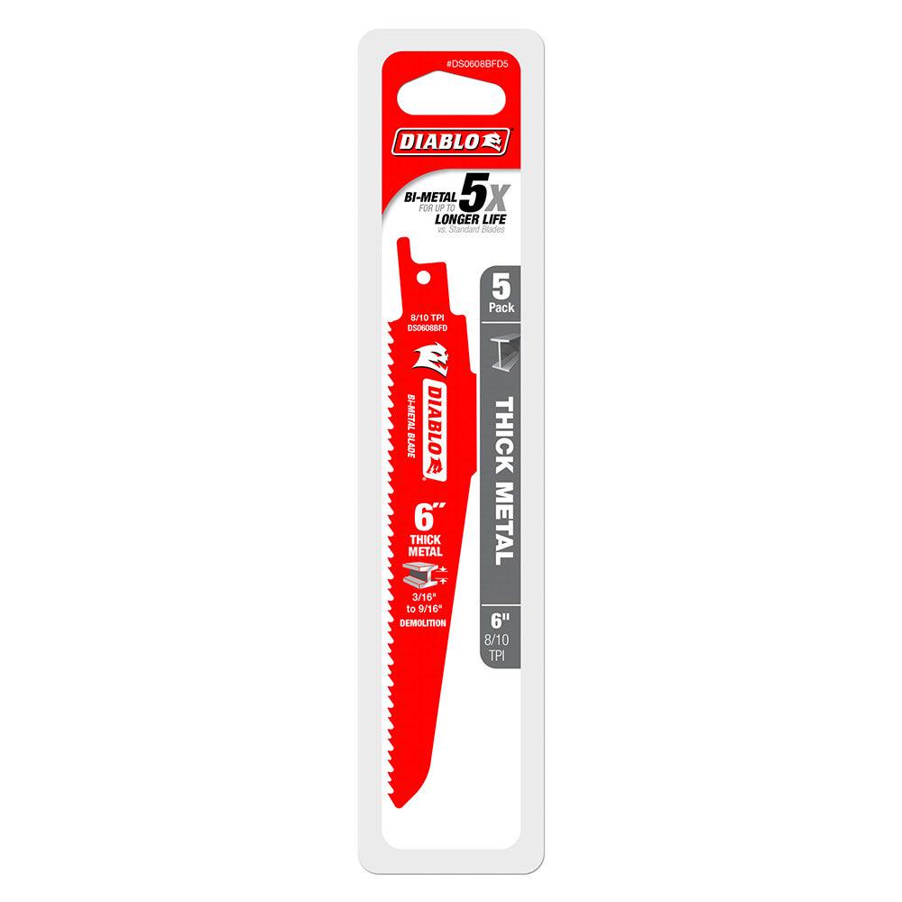 DIABLO 152mm Bi-Metal Recip Blade for Thick Metal Demolition - 5 Piece 2610052335