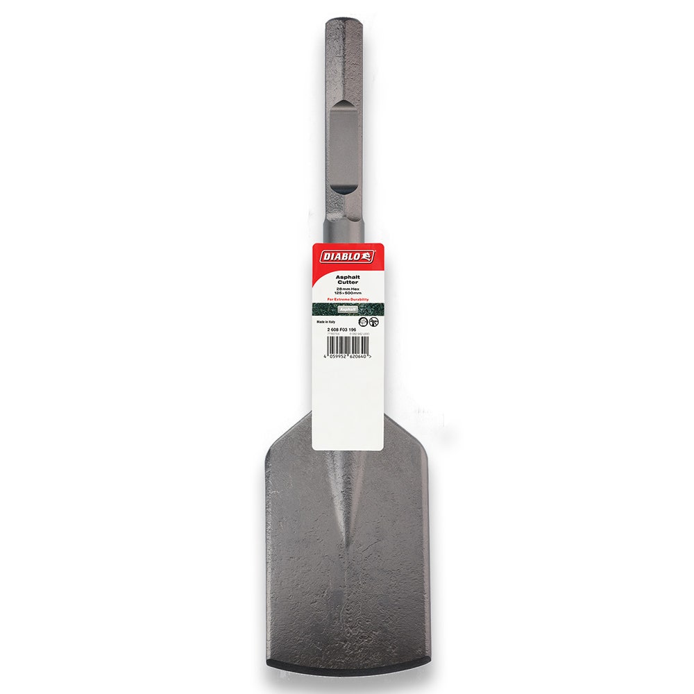 DIABLO 28mm Hex Chisel Wide Flat 125 x 500mm Asphalt Cutter Bit 2608F03196