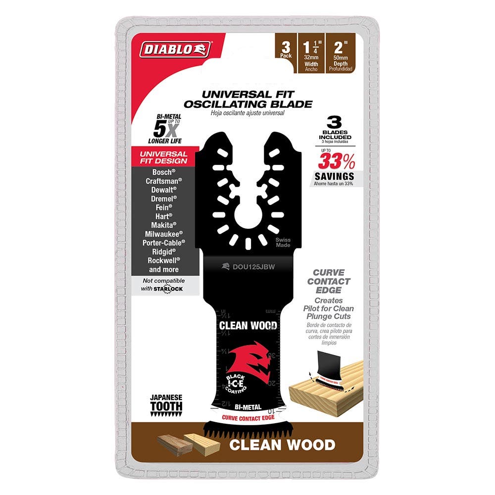 DIABLO 32mm Universal Fit Bi-Metal Multi-Tool Blades For Clean Wood 3 Piece 2608F02285