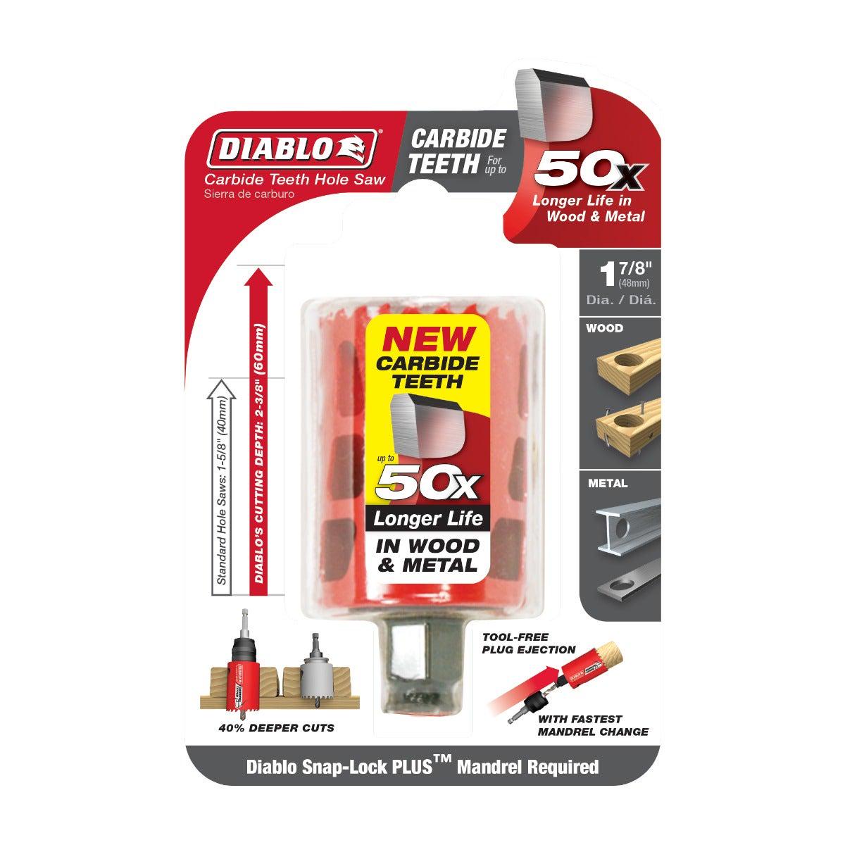 DIABLO 48mm Carbide-Tipped TCT Hole Saw Metal Wood 2608F01336