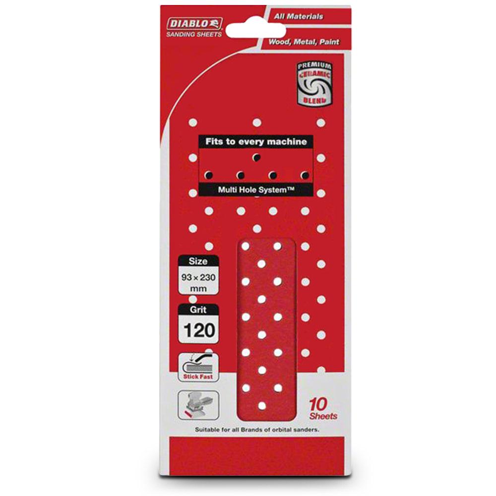DIABLO 93 x 230mm 120-Grit Multi-Hole Clamped Sanding Sheet - 10 Piece 2608608H02