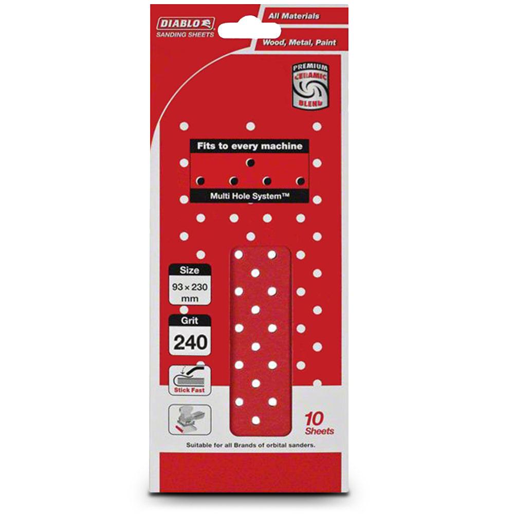 DIABLO 93 x 230mm 240-Grit Multi-Hole Clamped Sanding Sheet - 10 Piece 2608608H03