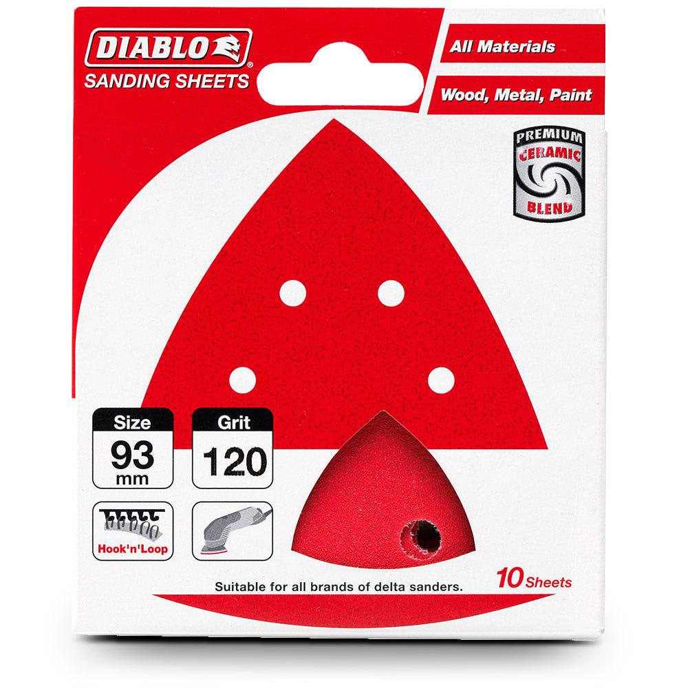 DIABLO 93mm 120-Grit 6-Hole Hook and Loop Delta Sanding Sheet - 10 Piece 2608F01177