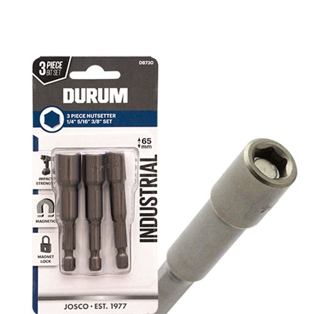 DURUM 1 4-3 8inch x 65mm Magnetic Power Nutsetter Set - 3 Piece