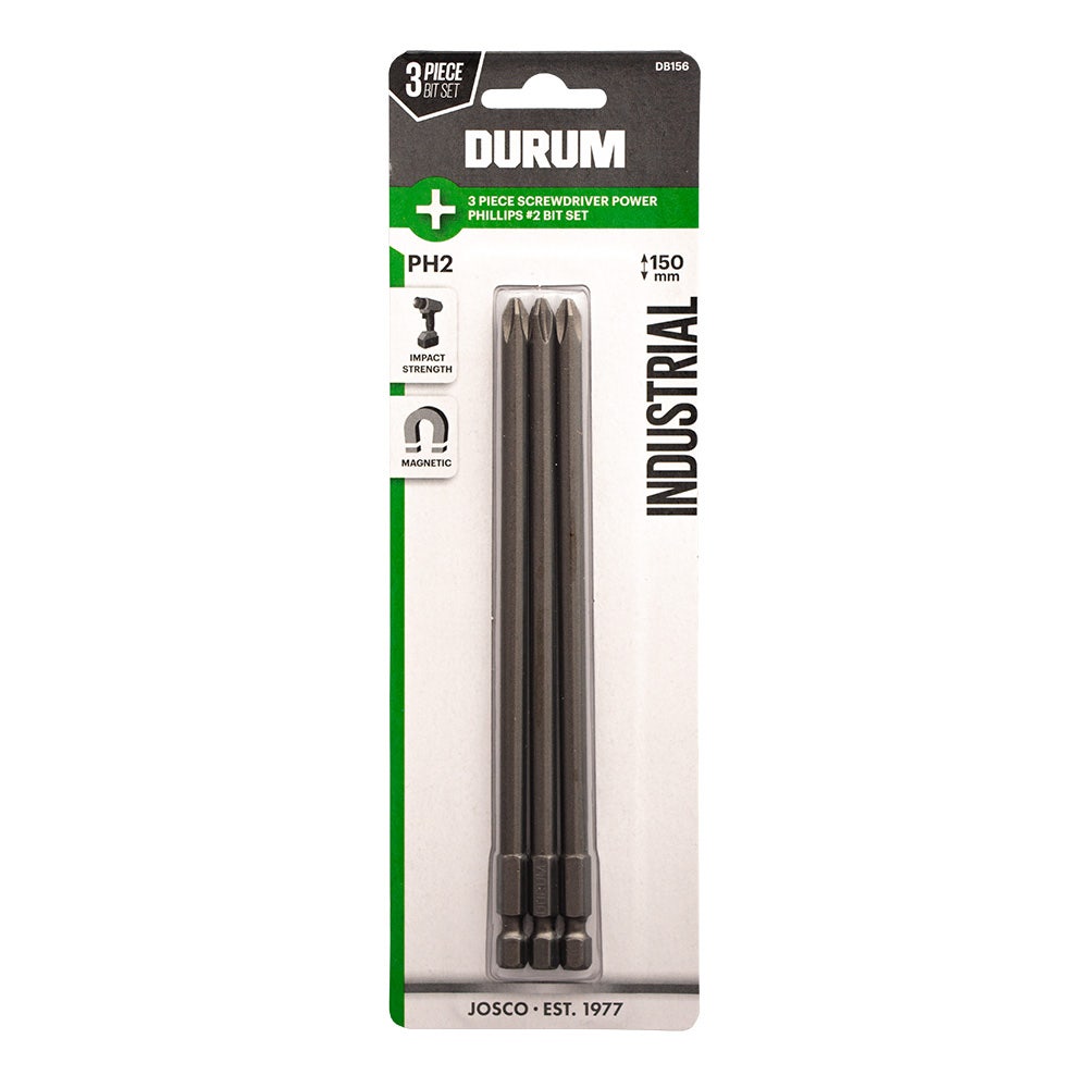 DURUM PH2 x 150mm Phillips Power Screwdriver Bit - 3 Piece