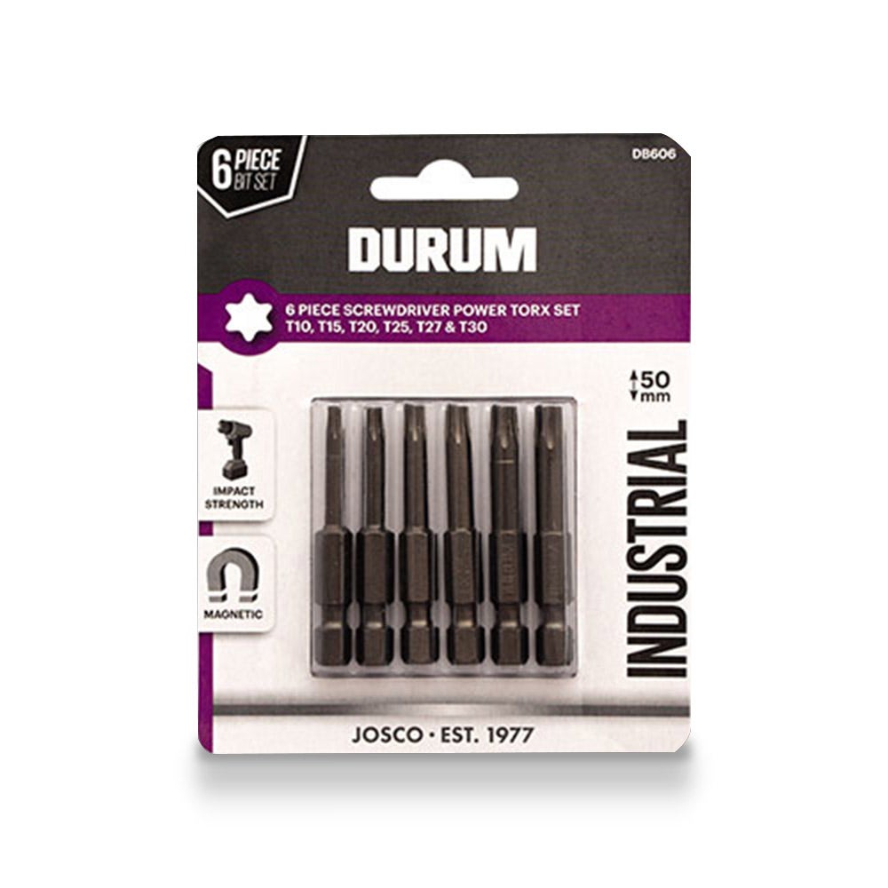 DURUM T10-T30 x 50mm Torx Power Screwdriver Bits - 6 Piece