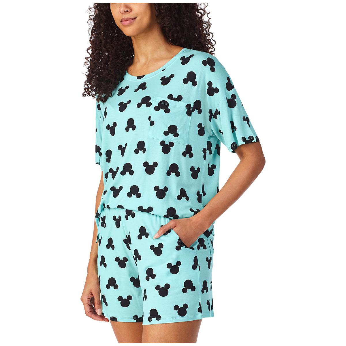 Disney Mickey and Minnie Women's Pyjama Set 2pc Blue