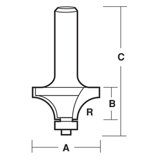 ECONOCUT Router Bit TCT Rounding Over 9.5mm Radius 1 4inch -Shank EY 512 B