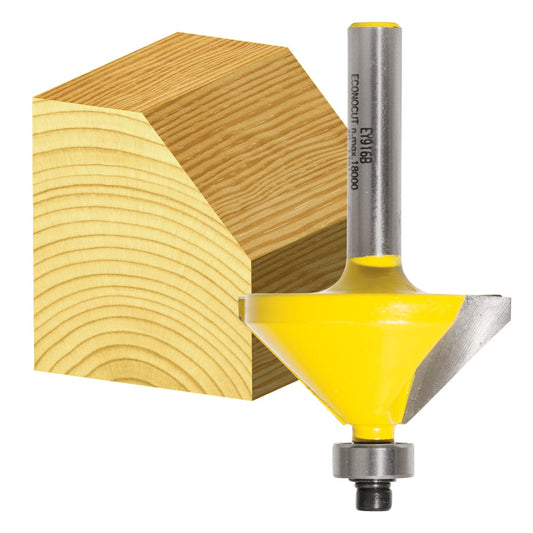 ECONOCUT Router Bit TCT Chamfering 45-Degree 32mm 1 4inch -Shank EY 916 B