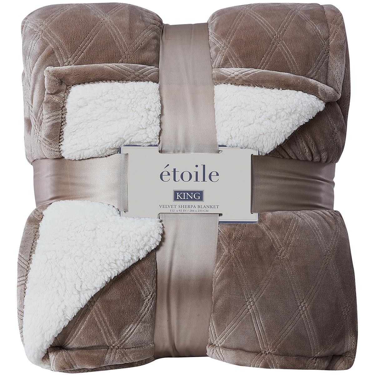 Etoile Velvet Sherpa King Blanket Blue