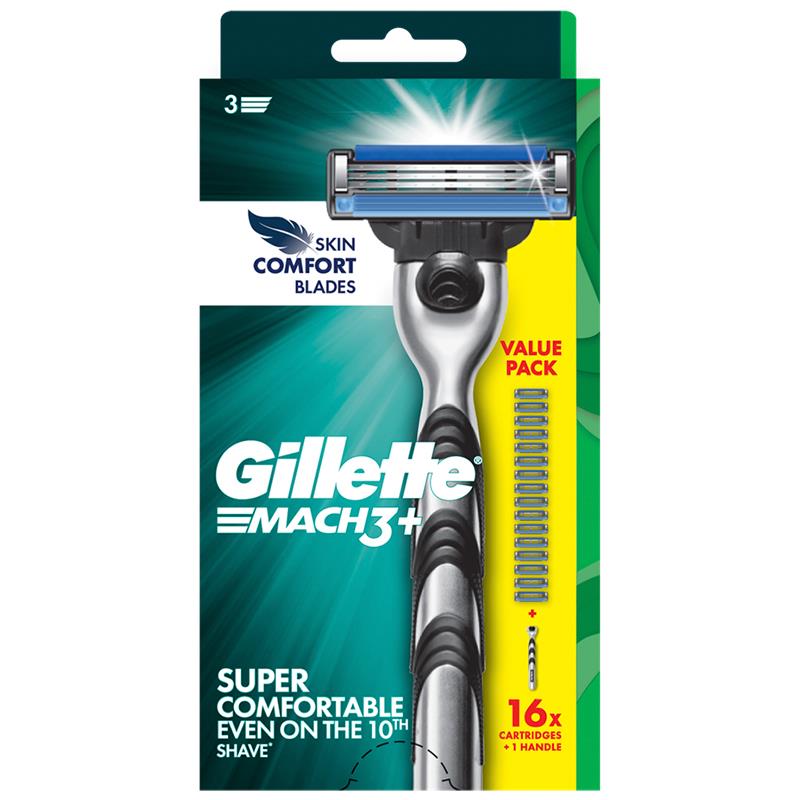 Gillette Mach 3 Razor + 16 Blades - Ultimate Shaving Solution