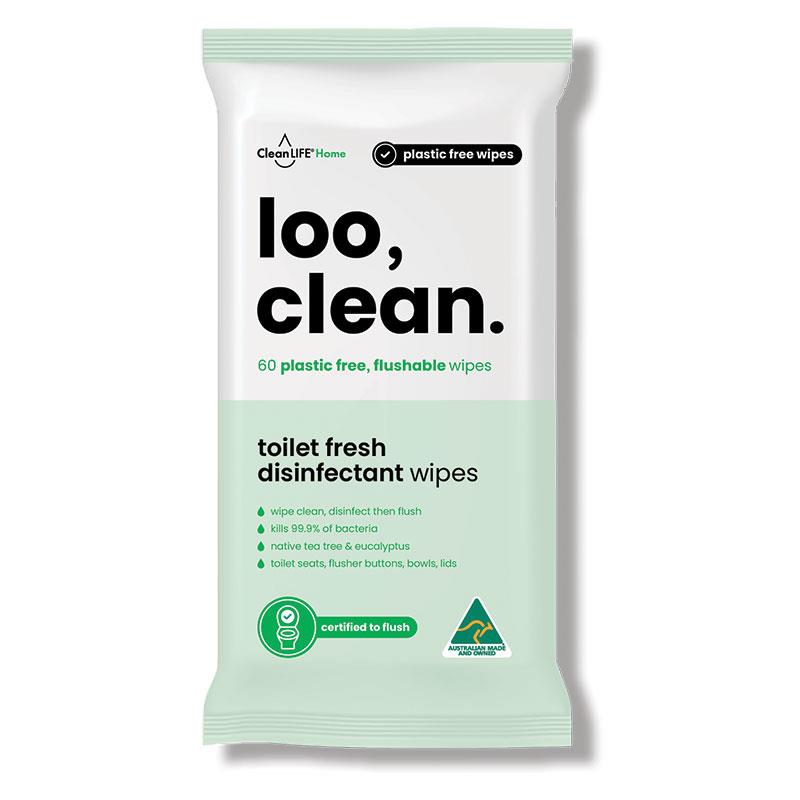 CleanLIFE Loo Clean Flushable Wipes - 60 Pack