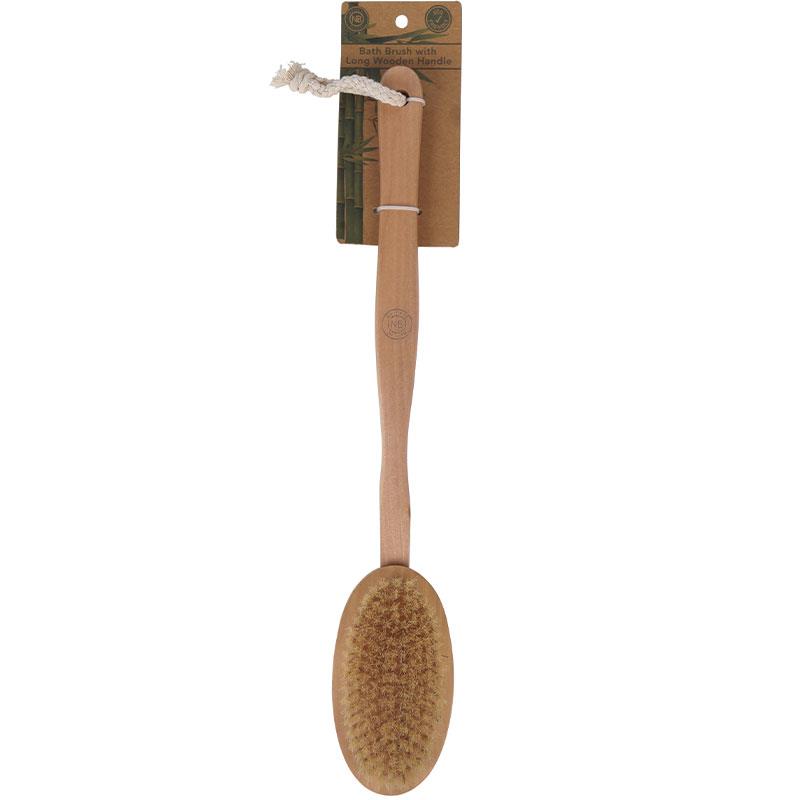Natural Beauty Bamboo Bath Brush with Long Wooden Handle