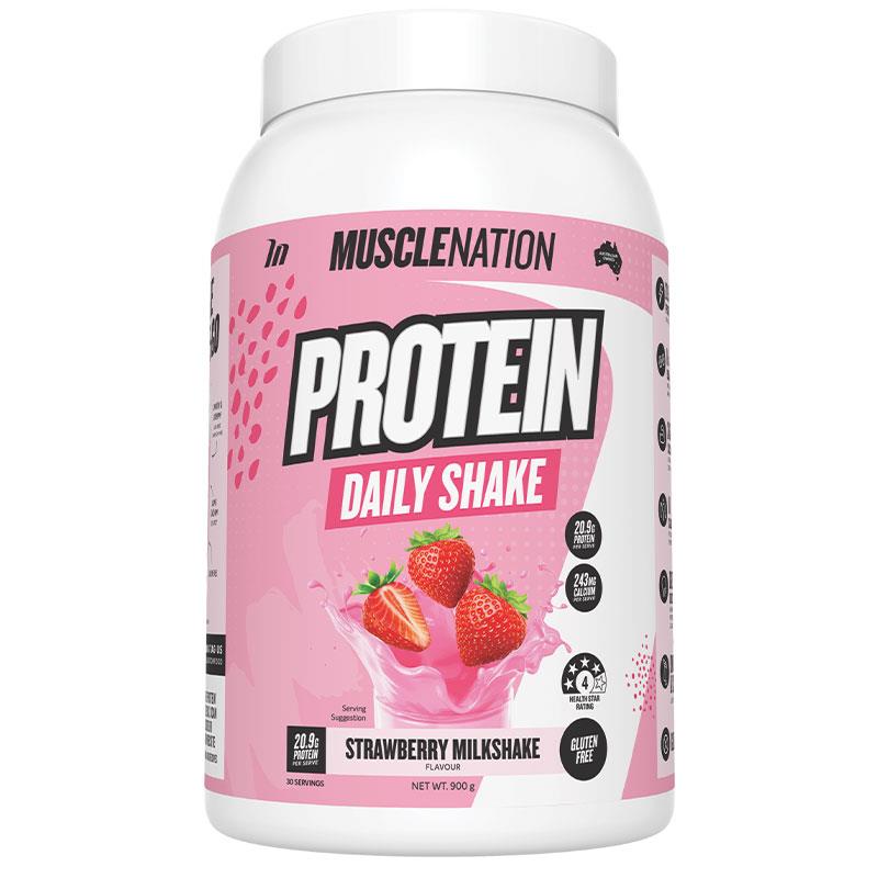 Muscle Nation Daily Shake Strawberry 900g - Delicious Protein Boost