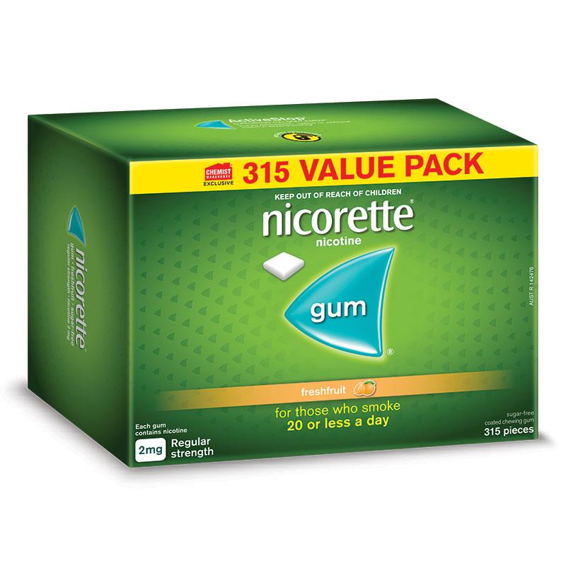Nicorette Gum 2mg Fresh Fruit - 315 Pieces (Exclusive Size)