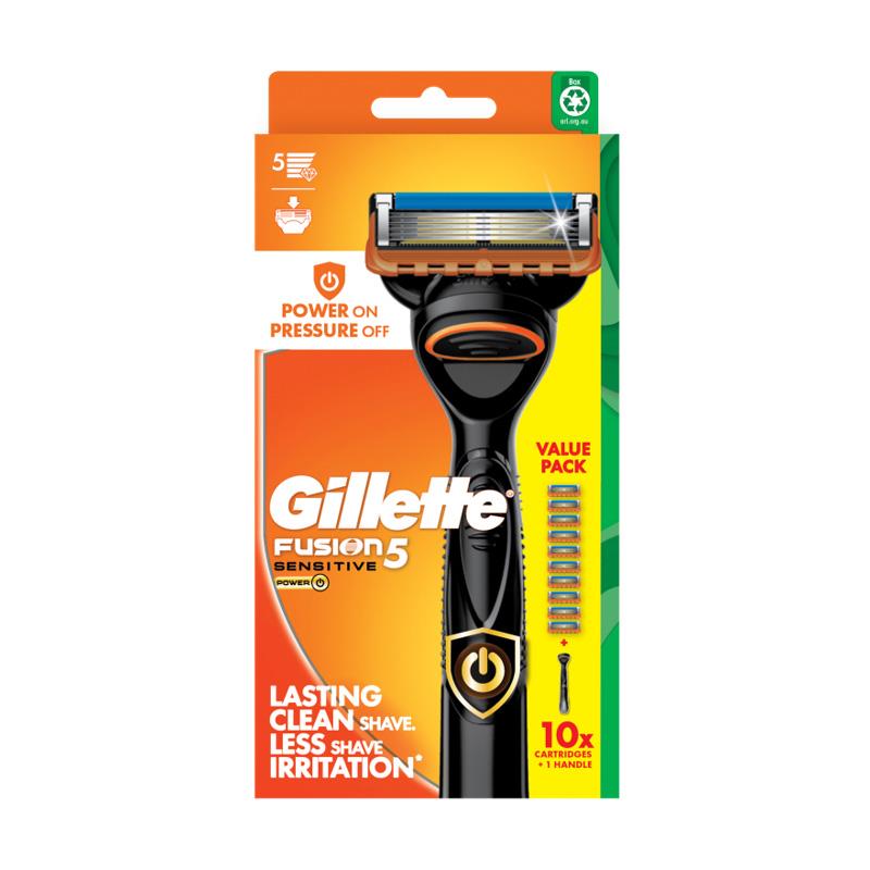 Gillette Fusion Power Razor with 10 Blades - Enhanced Shaving Technology